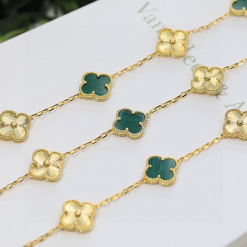 Van Cleef & Arpels Vintage Alhambra Five Motifs Malachite Bracelet