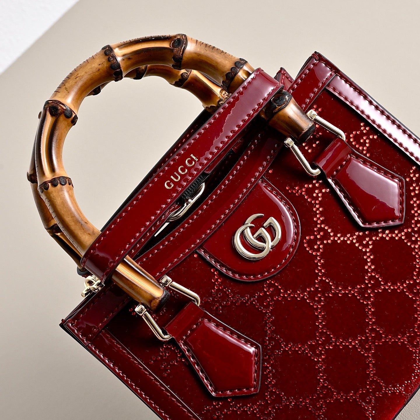 Gucci Diana Crystal Bamboo Top Handle Bag-675800