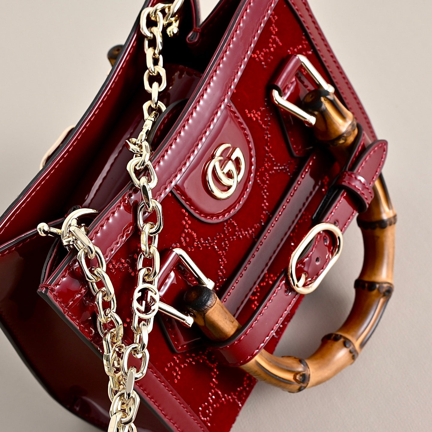 Gucci Diana Crystal Bamboo Top Handle Bag-675800