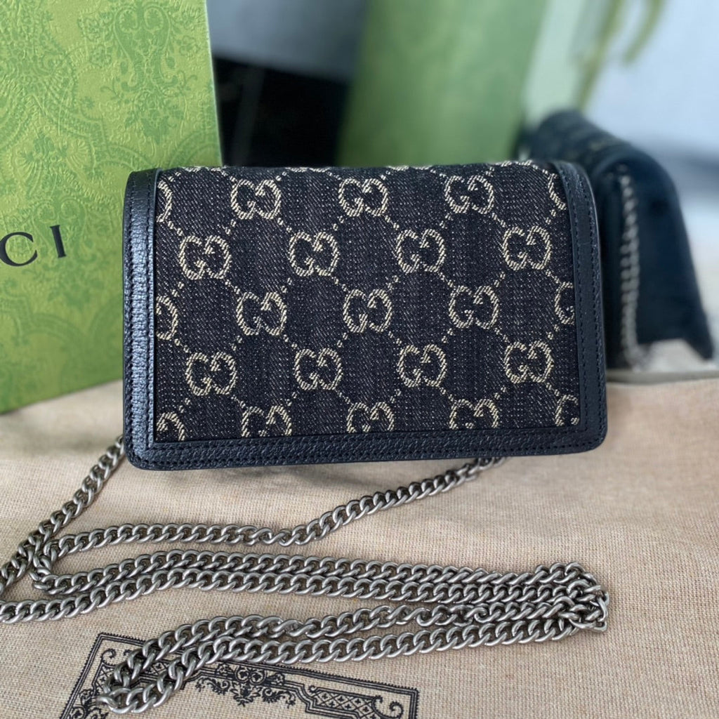 Gucci GG Supreme Black Denim Dionysus Bag – 476432/499623